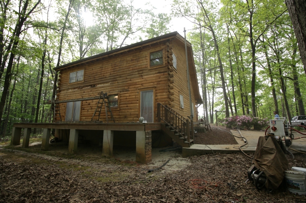 Log Home Restoration | Media Blasting A Log Home Log Home Repair 