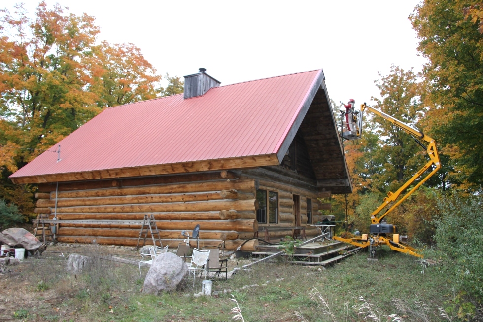 Log Cabin Restoration | Log Cabin Media Blasting by the LogDocotors. Log Home Repair 