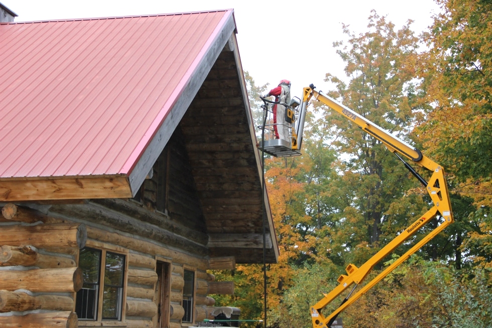 Log Cabin Restoration | Log Cabin Media Blasting by the LogDocotors. Log Home Repair 