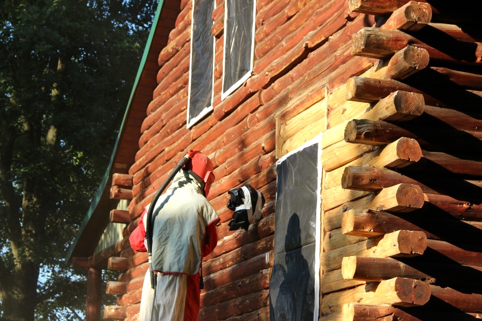 Log Home Restoration | Log Home Media Blasting Log Home Repair 