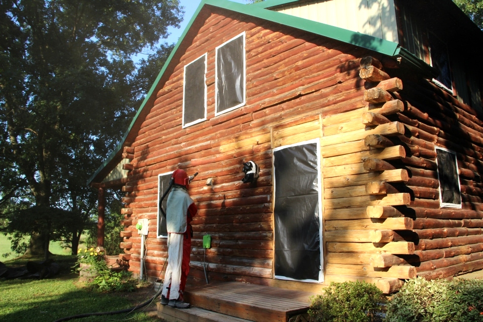 Log Home Restoration | Log Home Media Blasting Log Home Repair 